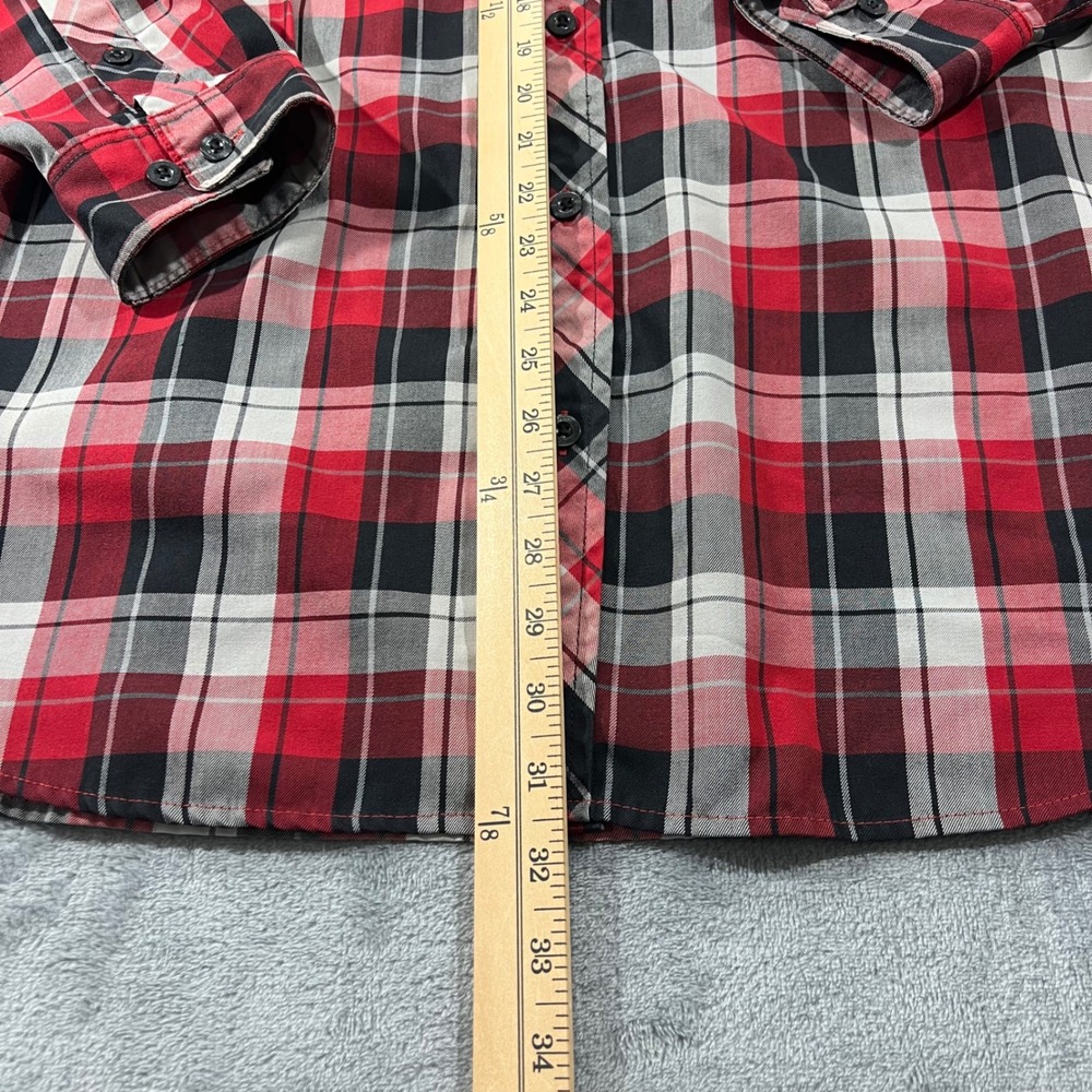 Columbia Mens Red Black Plaid Long Sleeve Button Down Hiking Shirt Size XL - Picture 5 of 8